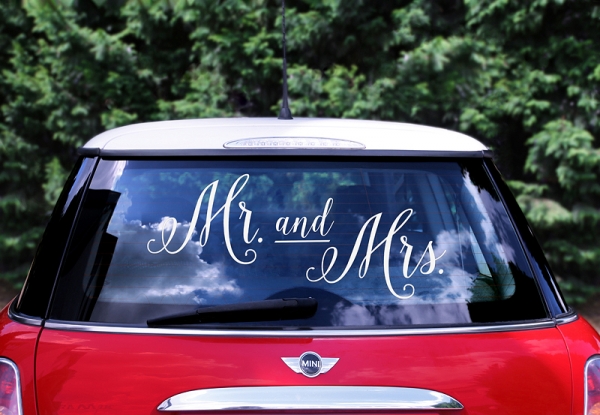 Autocolante para Carro Mr. and Mrs.