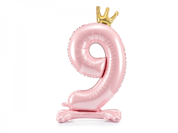Balão para Ar Rosa com Coroa Número 9