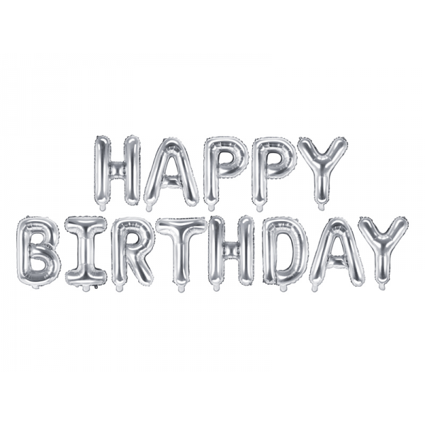 Balões Happy Birthday Prata