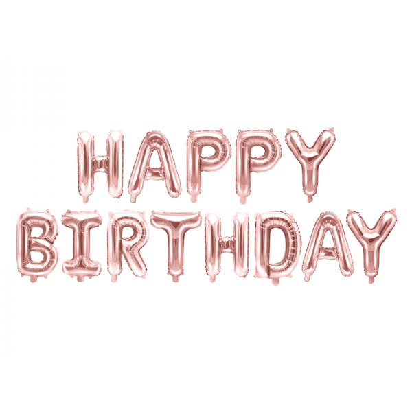 Balões Happy Birthday Rose Gold