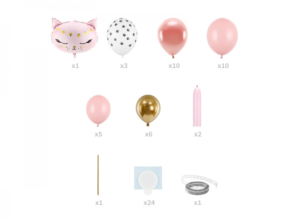 Kit Coluna de Balões Gato Rosa Kit Coluna de Balões Gato Rosa