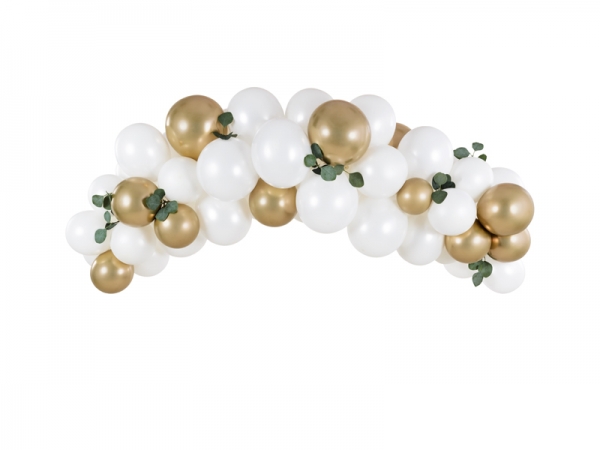 Kit Grinalda de Balões Branco e Dourado