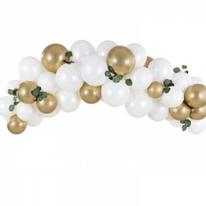 Kit Grinalda de Balões Branco e Dourado