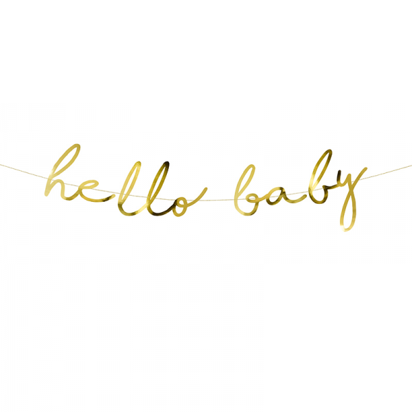 Banner Hello Baby Dourado