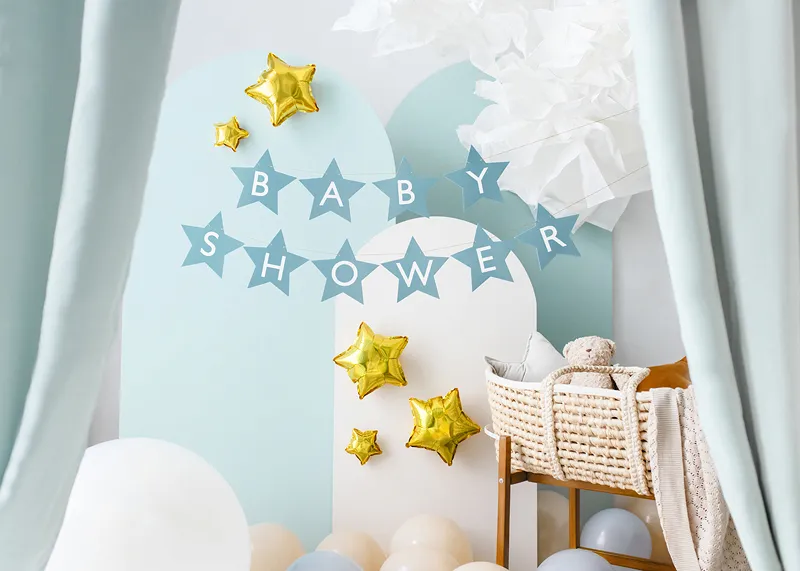 Faixa Baby Shower Estrelas Azuis