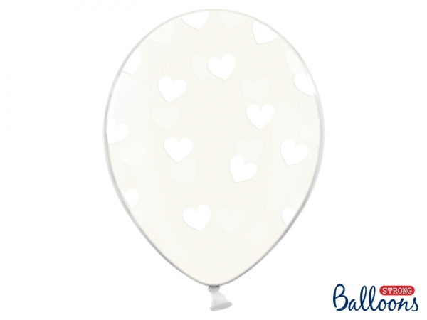 Unidade Balão Latex Transparente c/Corações Brancos