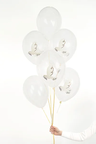 6 Balões Latex Transparente Pomba