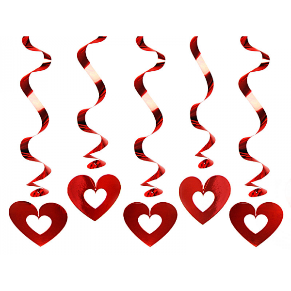 5 Swirls Corações Vermelhos 60cm 