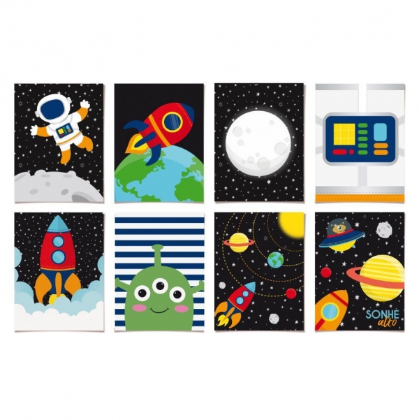 8 Cartazes Decorativos Espaço / Astronauta
