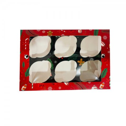 Caixa para 6 Cupcakes Natal