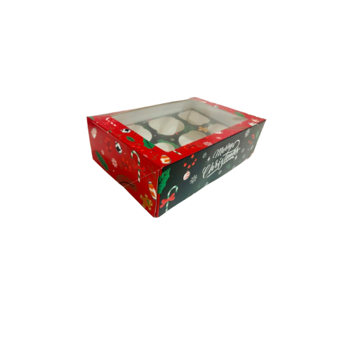 Caixa para 6 Cupcakes Natal