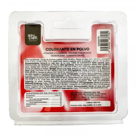 Corante em Pó Azupearl Vermelho Escuro Pérola