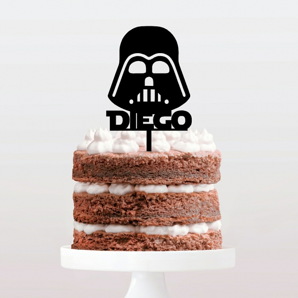 Topo de Bolo Acrílico Personalizável Darth Vader