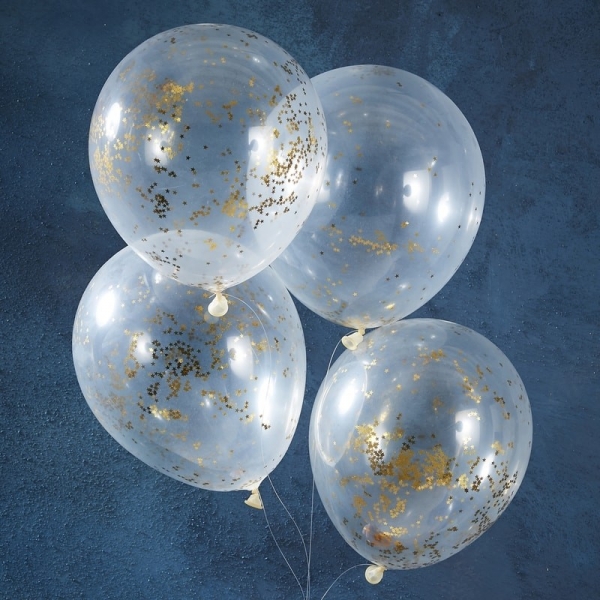Balões Confetti Mini Estrelas Douradas