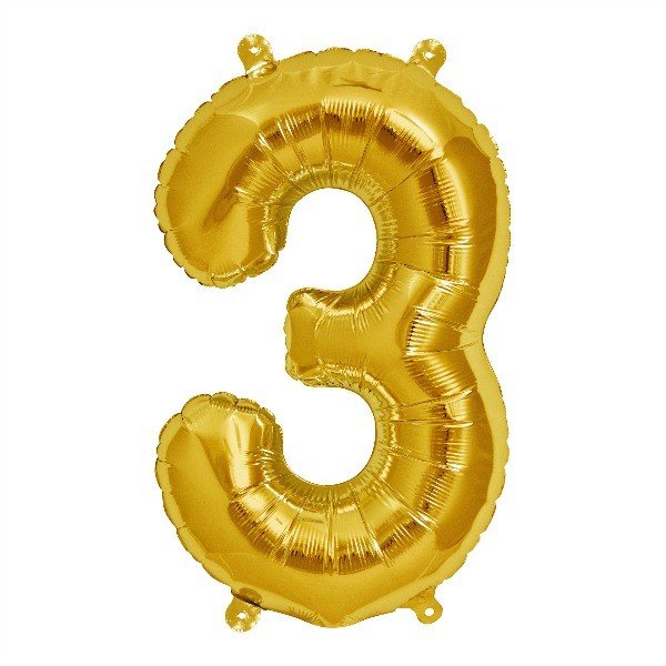 Balão Número 3 Dourado 16 Balão Número 3 Dourado 16