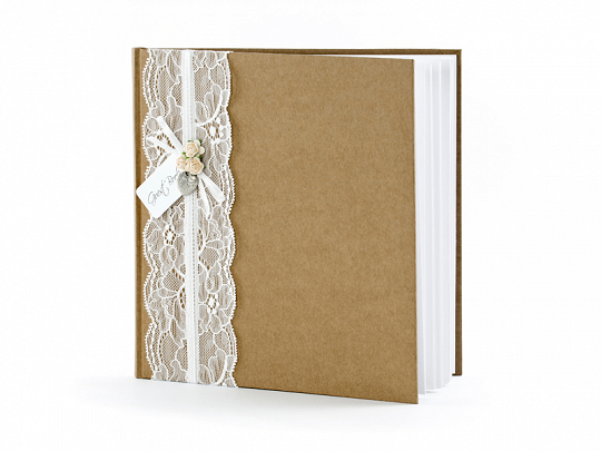 Guest Book Kraft com Renda