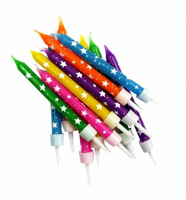 Velas Coloridas com Estrelas
