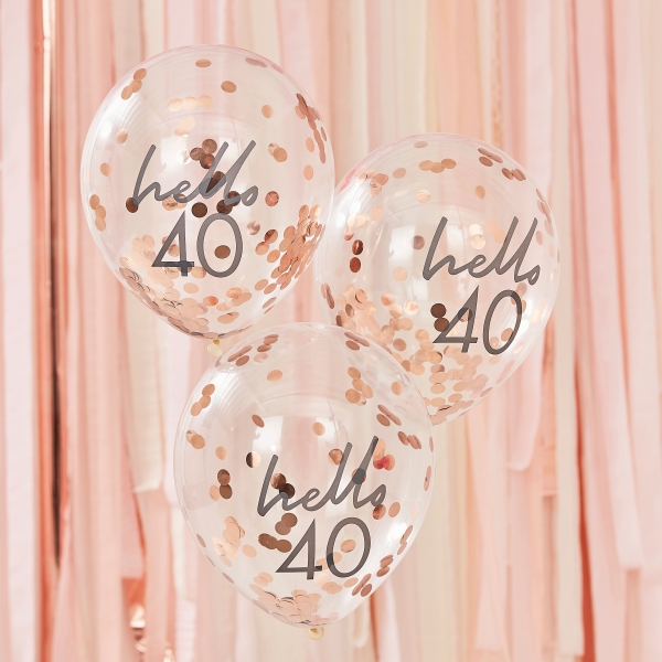 Balões com Confetti Hello 40
