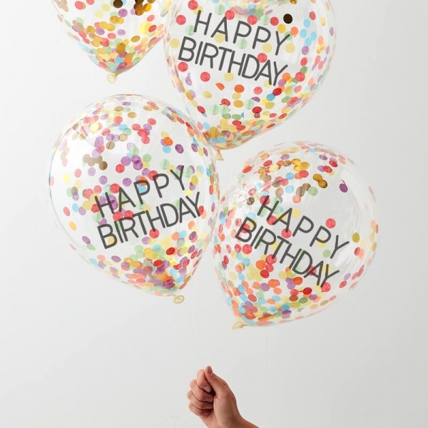 Balões Confetti Happy Birthday
