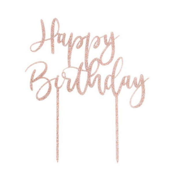Topper Happy Birthday Rose Gold