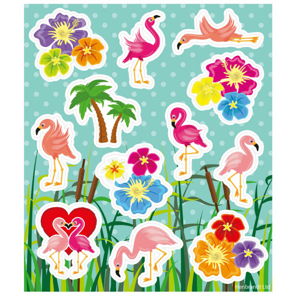 12 Autocolantes Flamingo