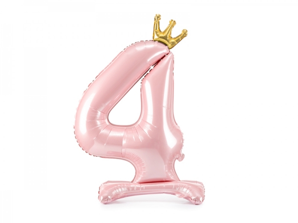Balão para Ar Rosa com Coroa Número 4 Balão para Ar Rosa com Coroa Número 4
