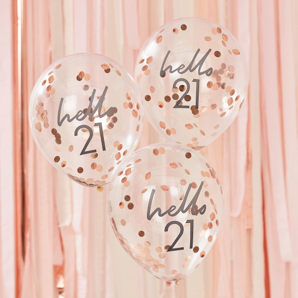 Balões com Confetti Hello 21