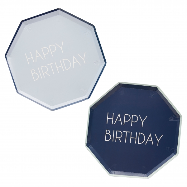 Pratos Happy Birthday Azul