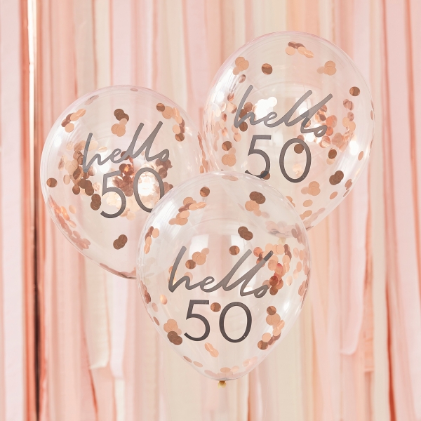 Balões com Confetti Hello 50